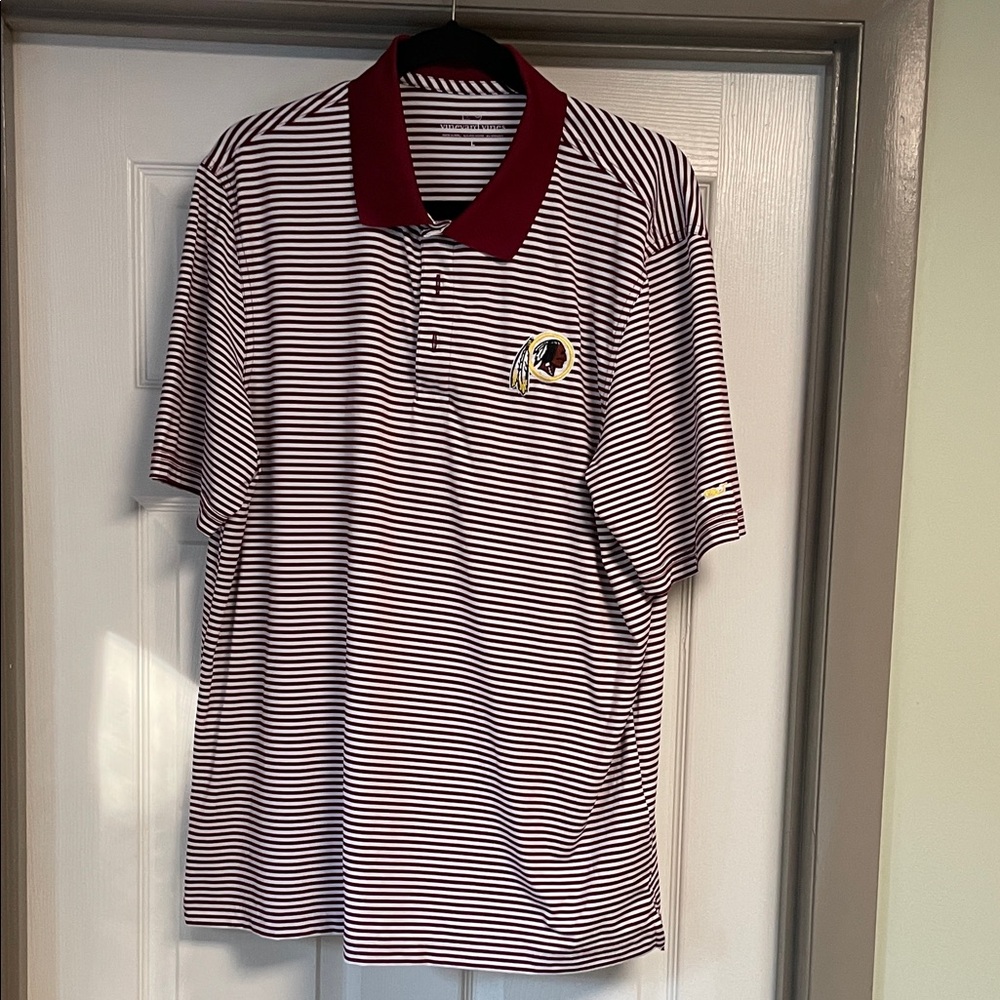 Vineyard Vines Striped Maroon and White Men's Washington Redskins Polo Shirt